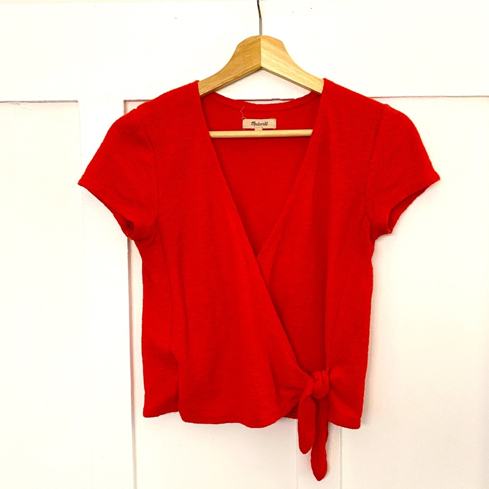 Madewell Vibrant red cropped wrap top